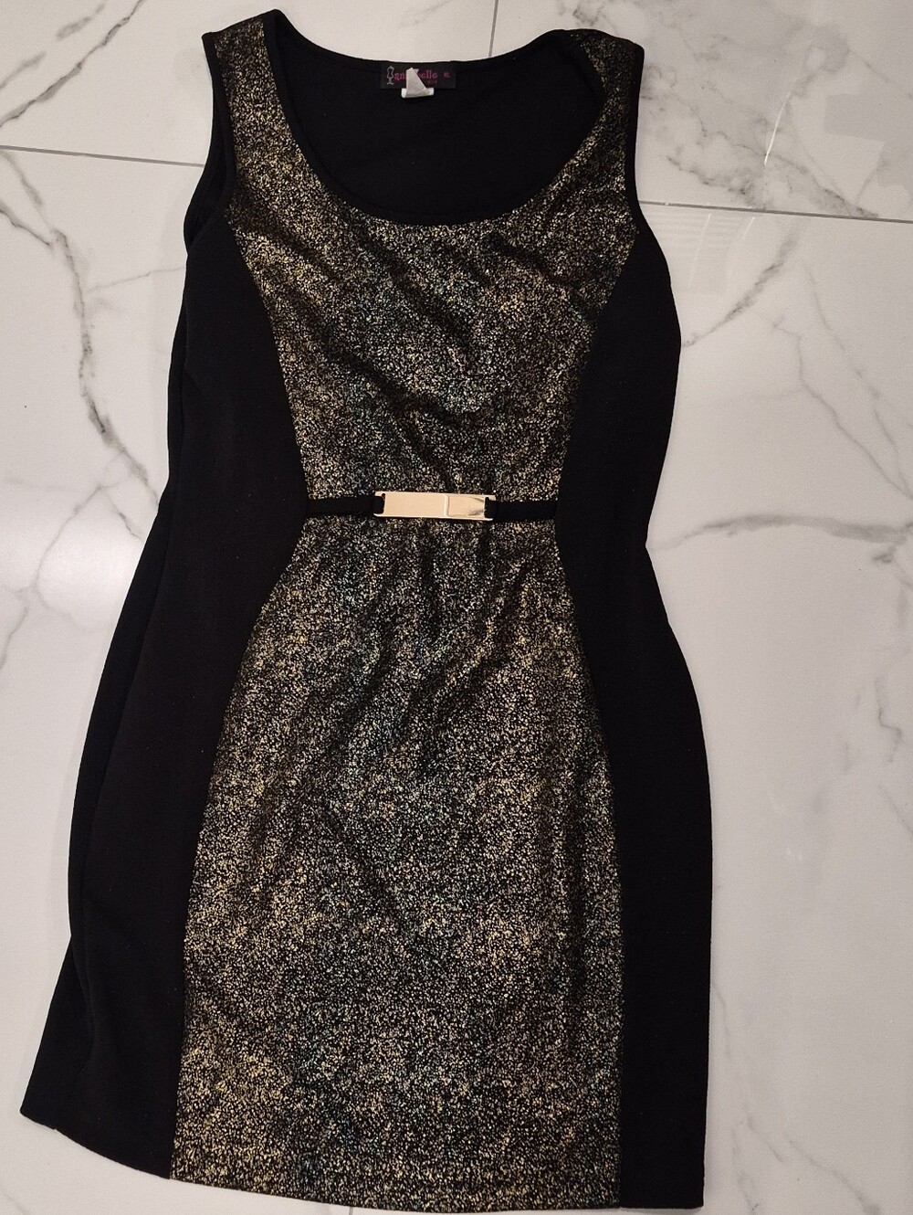 Annabelle Black and Gold Sleeveless Sheath Dress